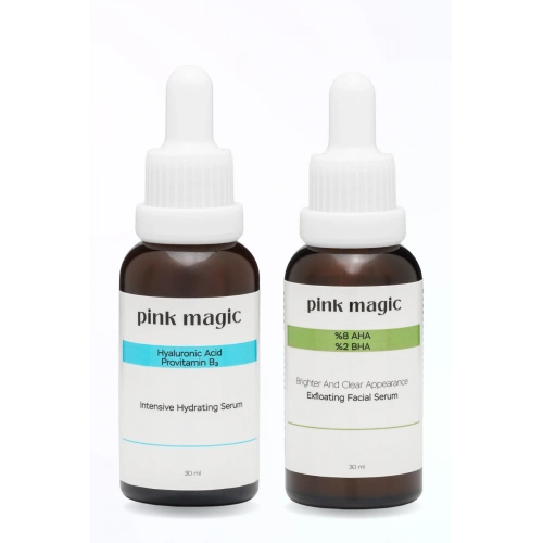 AHA & BHA Peeling + Hyalüronik Asit Serum Seti | Cilt Yenileyici, Ton Eşitleyici, Aydınlatıcı & Dolgunlaştırıcı Bakım