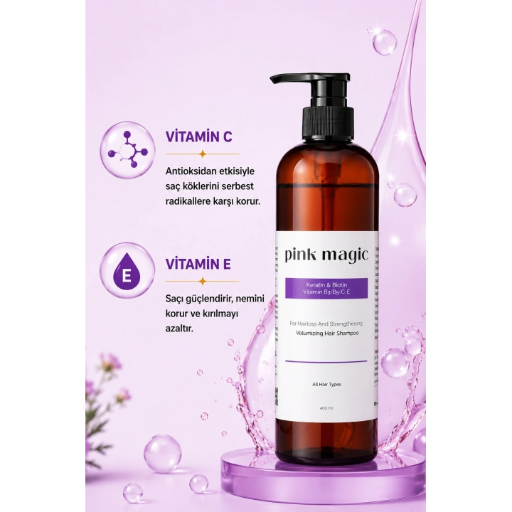 Saç Dökülmesine Karşı Güçlendirici Bakım Şampuanı - Hızlı Uzamaya Yardımcı Keratin & Biotin Özlü
