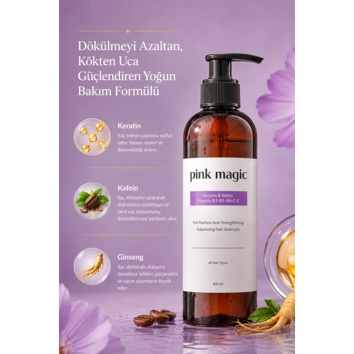 Saç Dökülmesine Karşı Güçlendirici Bakım Şampuanı - Hızlı Uzamaya Yardımcı Keratin & Biotin Özlü