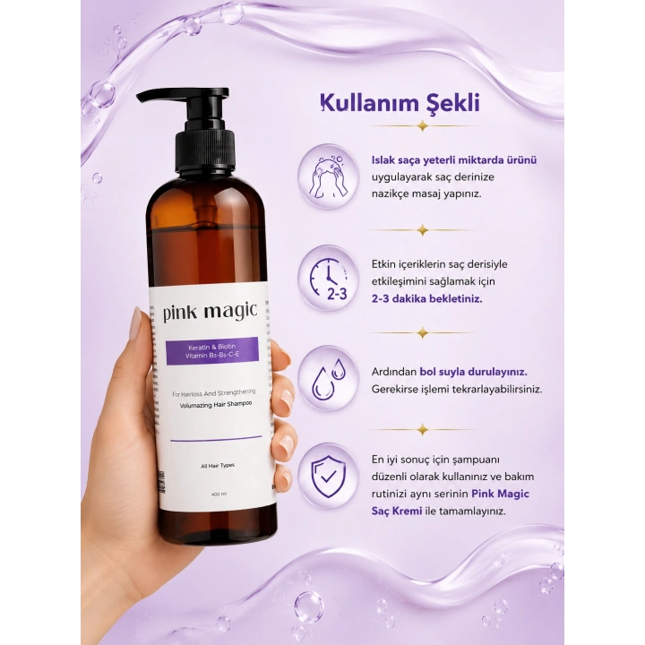 Saç Dökülmesine Karşı Güçlendirici Bakım Şampuanı - Hızlı Uzamaya Yardımcı Keratin & Biotin Özlü