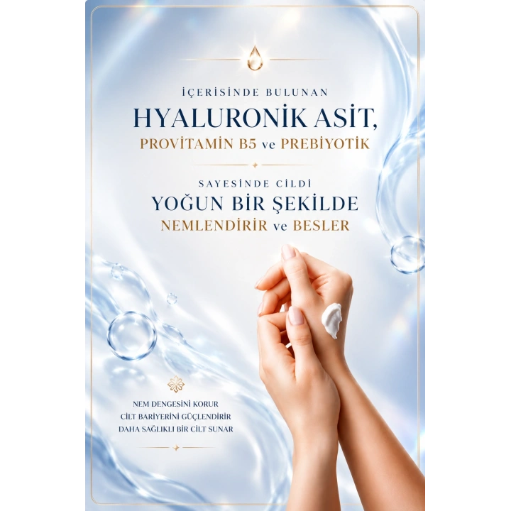 Yoğun Nemlendirici El Bakım Kremi - Hyaluronik Asit, Ceramide, Shea