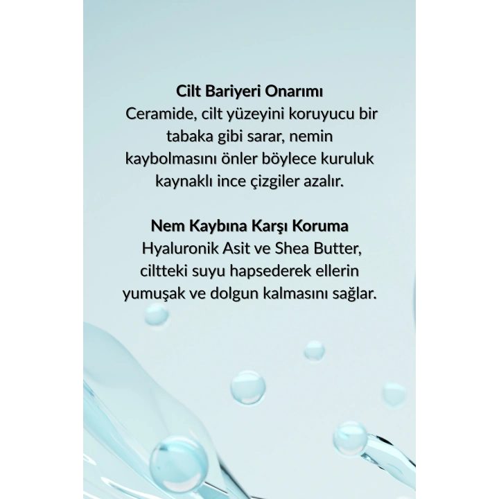 Yoğun Nemlendirici El Bakım Kremi - Hyaluronik Asit, Ceramide, Shea