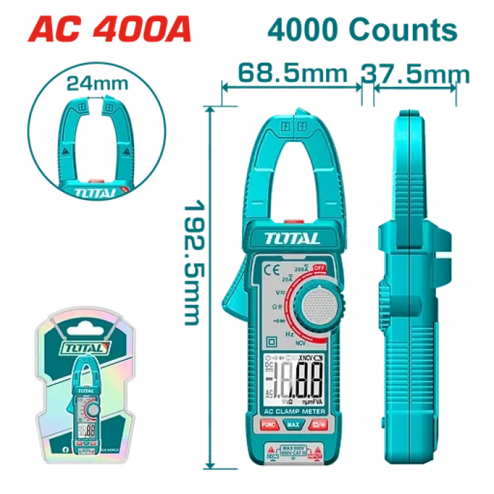 Total TMT762001 Dijital Pensampermetre - 200A AC Akım Ölçer