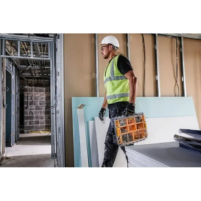 Dewalt TSTAK Organizer (su sıçramalarına karşı korumalı IP54, şeffaf, darbeye dayanıklı polikarbonat kapak, 10 farklı boyutta, 7,8 litre, TSTAK sistemi ile uyumlu)