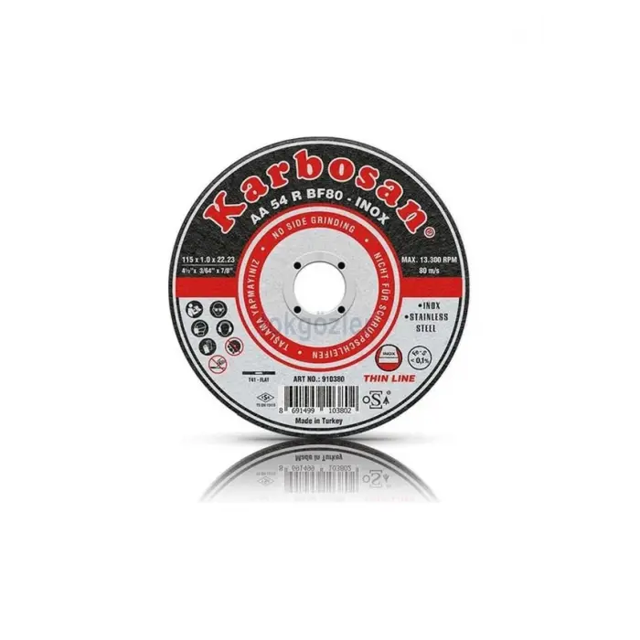 Karbosan 910380 Inox Paslanmaz Çelik İnce Kesme Diski 115x1.0x22.23 AA54RBF80