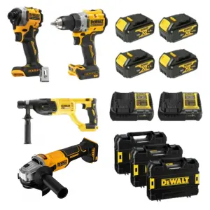 Dewalt 18V 4lü Set (Darbesiz Matkap, Torklu Vidalama, Taşlama, Kırıcı-Delici, 4 Akü, 2 Şarj Cihazı) 1 18V 4lü Set (Darbesiz Matkap, Torklu Vidalama, Taşlama, Kırıcı-Delici, 4 Akü, 2 Şarj Cihazı) 2 18V 4lü Set (Darbesiz Matkap, Torklu Vidalama, Taşlama,