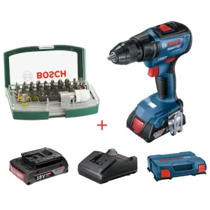 Bosch GSR 18V-50 Professional Akülü Vidalama 2x2.0Ah Çift Akülü + 36P Uç Seti