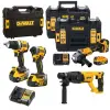 DEWALT XR 18V 4’lü Kömürsüz Set – DCD800, DCF850, DCG407, DCH133 4x5.0Ah XR Li-Ion Akü, 2 Şarj Cihazı, TSTAK Çantalı Profesyonel Set