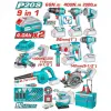 TOTAL TOSLI250381E 9’lu Avantaj Set – Akülü Matkap, Somun Sıkma, Kırıcı Delici, Taşlama, Daire Testere ve El Aletleri Seti