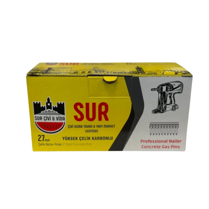 SUR ÇİVİ 27mm Yüksek %80 Karbonlu Çelik Beton Çivisi 1000 Adet Çok Uyumlu