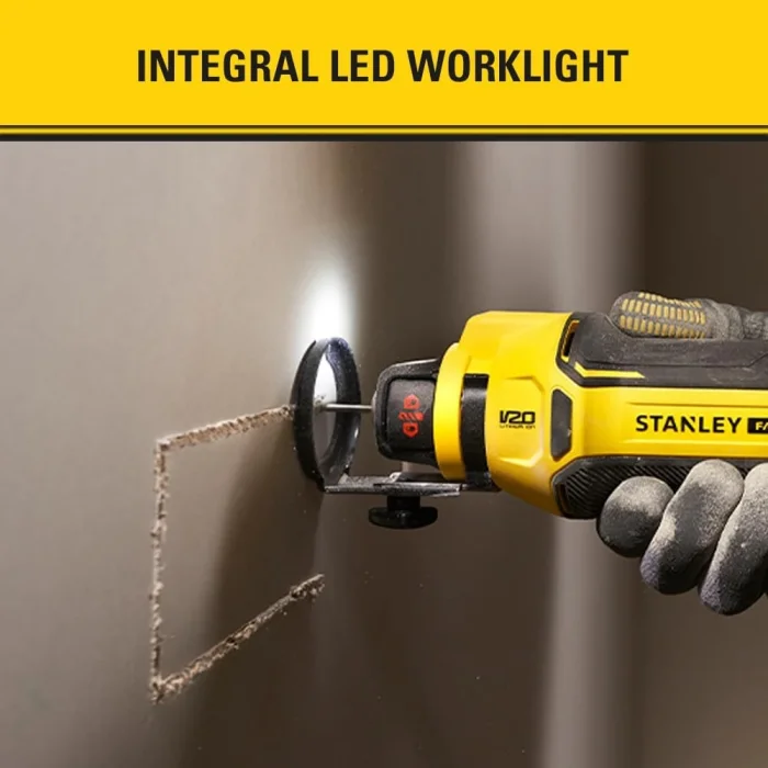 STANLEY FATMAX V20 SFMCE200B-XJ 18V Alçıpan Frezesi 26.000 Dev/Dk, LED, Ayarlanabilir Derinlik, 3,2/4/6,4 mm Uçlar