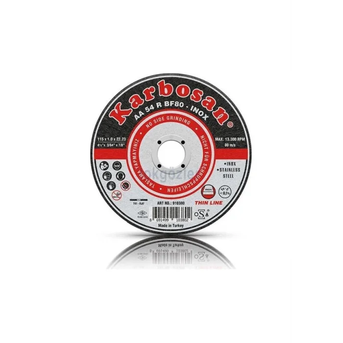 Karbosan 910380 Inox Paslanmaz Çelik İnce Kesme Diski 115x1.0x22.23 AA54RBF80