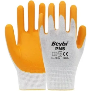 Beybi Pn5 Nitril Pamuklu Işçi Eldiveni Avuç Içi Aşınmaya Karşı Uzun Süre Dayanıklı Kalın 1 Çift