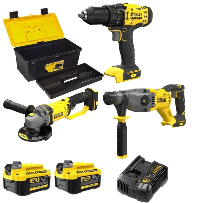 Stanley SCD700B-TR Matkap + SFMCG400B Taşlama + SFMCH900B Kırıcı Delici 2 X 4AH