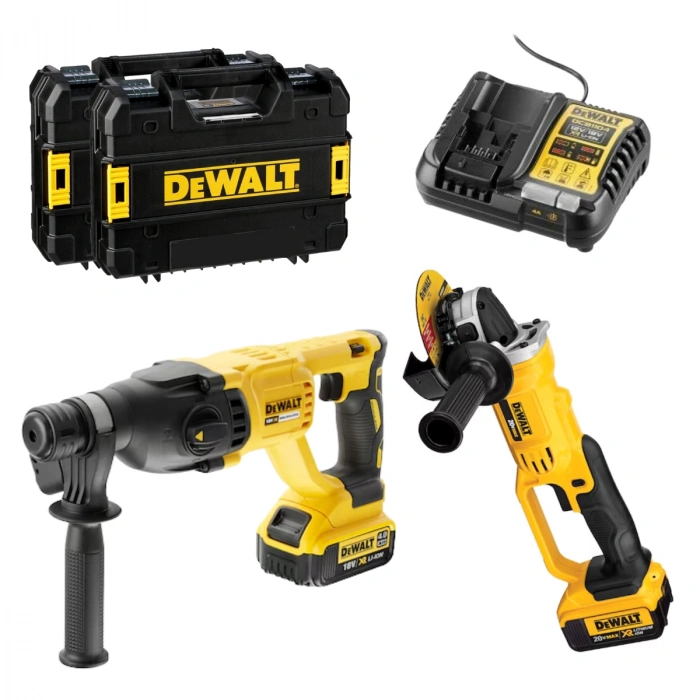 Dewalt DCG412NT Avuç Taşlama + DCH133NT Kırıcı Delici + 2x DCB182 18V Akü + DCB1104 Şarj Cihazı Seti