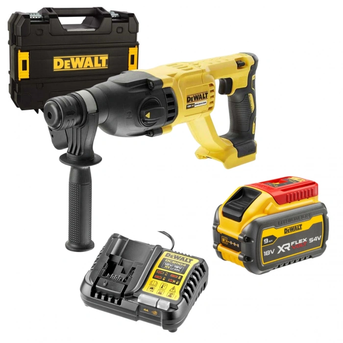 DeWALT DCH133P2T 18V XR SDS-Plus Şarjlı Kırıcı Delici + 9Ah Flexvolt Akü + DCB1104 Şarj Cihazı + TSTAK Çanta