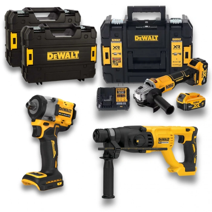 DeWalt DCF922 + DCH133 + DCG407 18V XR 3’lü Profesyonel Set (2×4.0Ah Akü + Şarj + TSTAK)