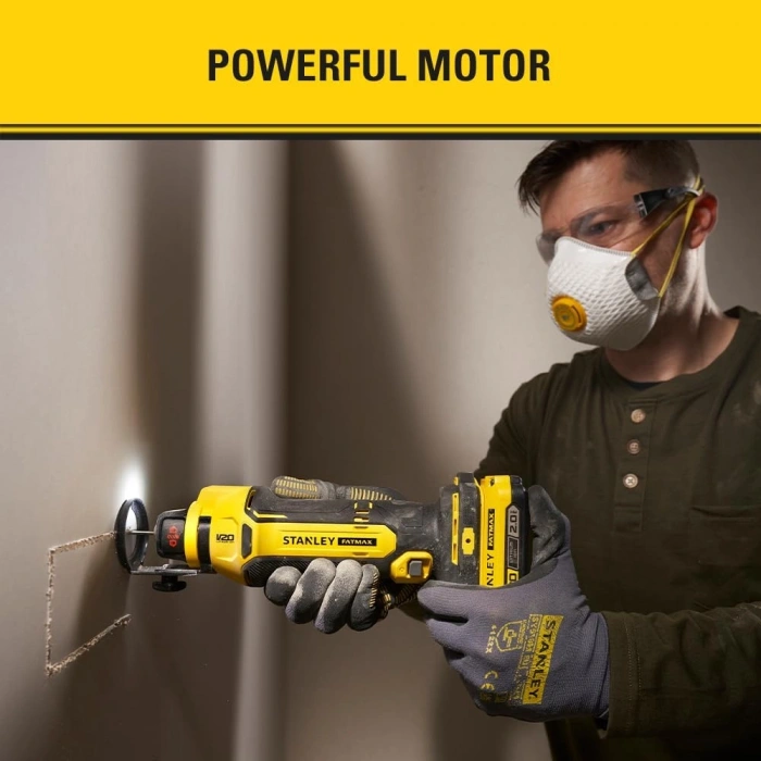 STANLEY FATMAX V20 SFMCE200B-XJ 18V Alçıpan Frezesi 26.000 Dev/Dk, LED, Ayarlanabilir Derinlik, 3,2/4/6,4 mm Uçlar