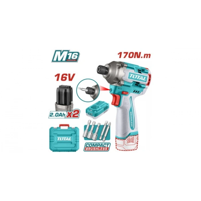 TOTAL TIRLI16178E LI-ION AKÜLÜ KÖMÜRSÜZ DARBELİ VİDALAMA