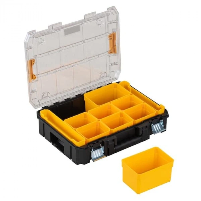 Dewalt TSTAK Organizer (su sıçramalarına karşı korumalı IP54, şeffaf, darbeye dayanıklı polikarbonat kapak, 10 farklı boyutta, 7,8 litre, TSTAK sistemi ile uyumlu)