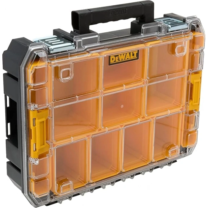 Dewalt TSTAK Organizer (su sıçramalarına karşı korumalı IP54, şeffaf, darbeye dayanıklı polikarbonat kapak, 10 farklı boyutta, 7,8 litre, TSTAK sistemi ile uyumlu)