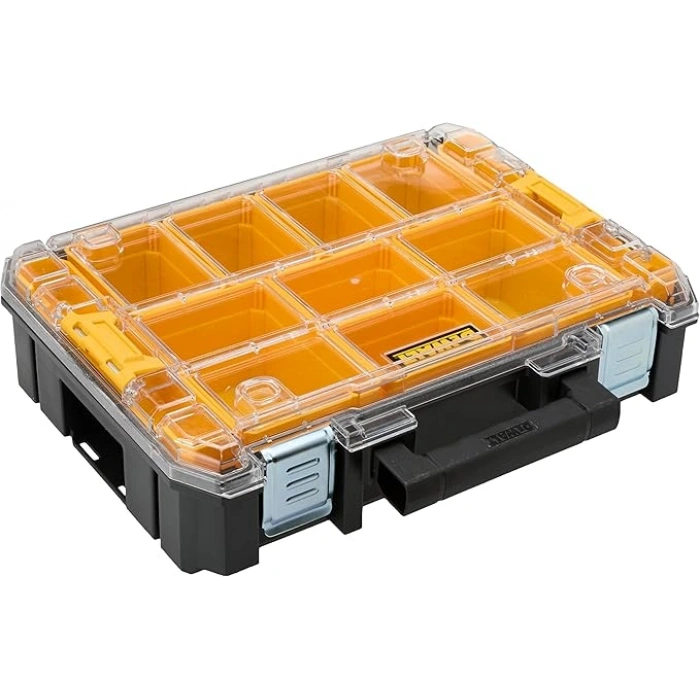 Dewalt TSTAK Organizer (su sıçramalarına karşı korumalı IP54, şeffaf, darbeye dayanıklı polikarbonat kapak, 10 farklı boyutta, 7,8 litre, TSTAK sistemi ile uyumlu)