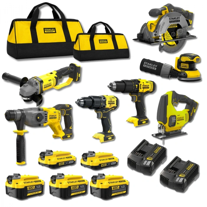 Stanley FatMax SFMCK752TH V20 18V 7’li Profesyonel Akülü Makine Seti – 5 Akü, 2 Hızlı Şarj Cihazı ve 2 Taşıma Çantalı