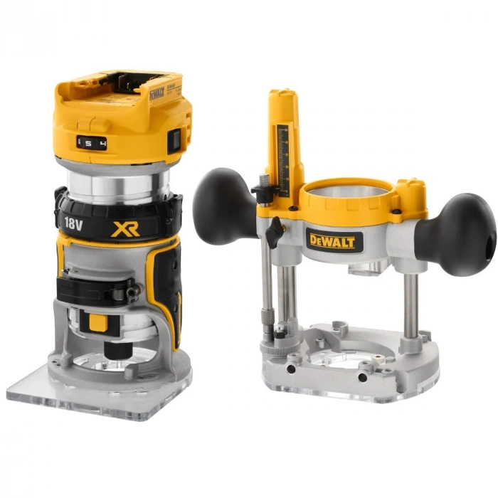 DEWALT DCW604N 18V XR Kömürsüz Çift Tabanlı Üst Freze / Kenar Tıraşlama (Akü/Şarj Cihazı Hariç)