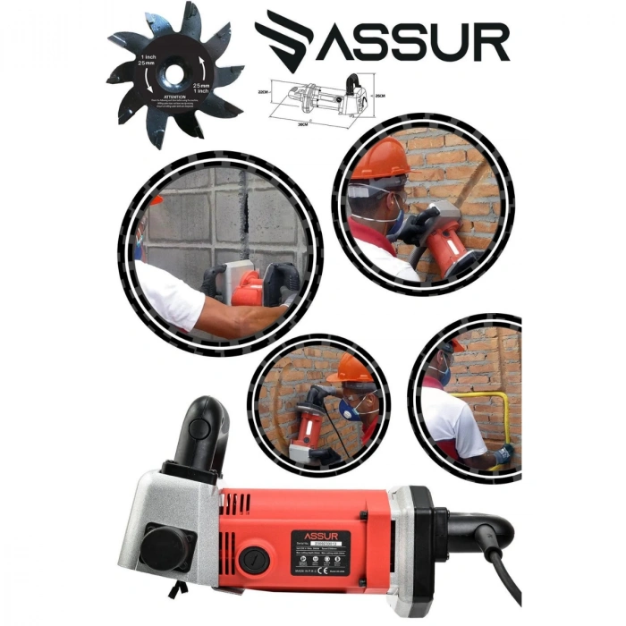ASSUR Pro 2000w Kanal Açma Makinası Turbo Motor Kırmızı