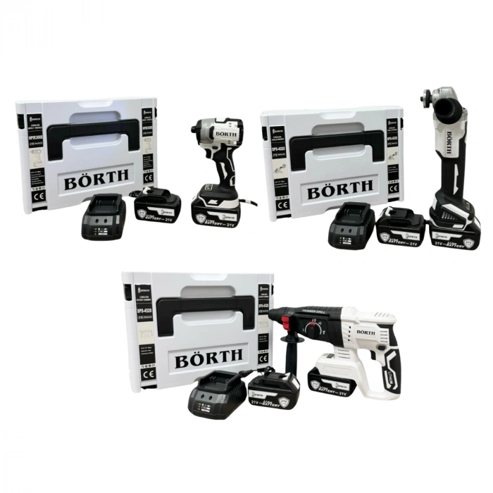 Börth Akülü 3-Lü Set Hilti & Taşlama & Torklu Vidalama