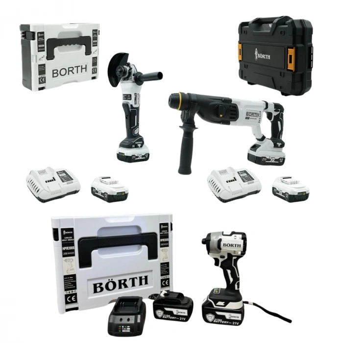 Börth Akülü 3-Lü Set Hilti & Taşlama & Torklu Vidalama