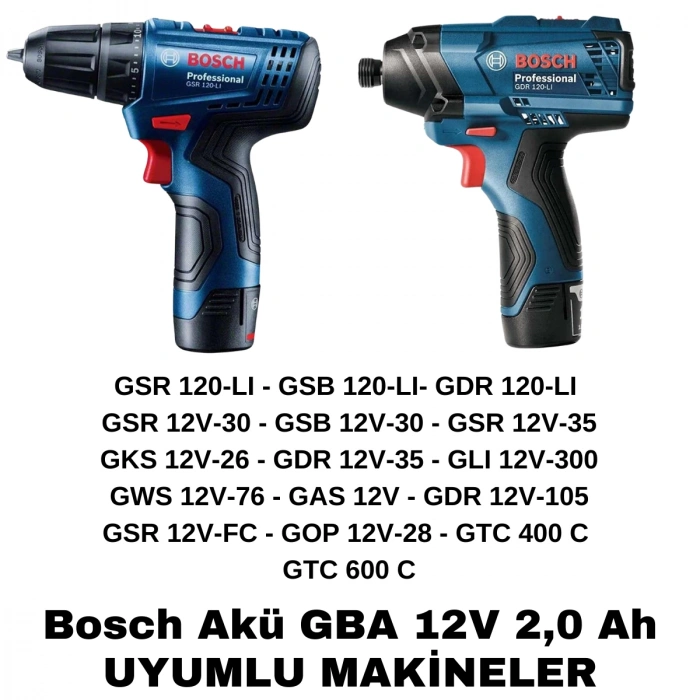 Bosch Akü GBA 12V 2,0 Ah (KUTUSUZ)