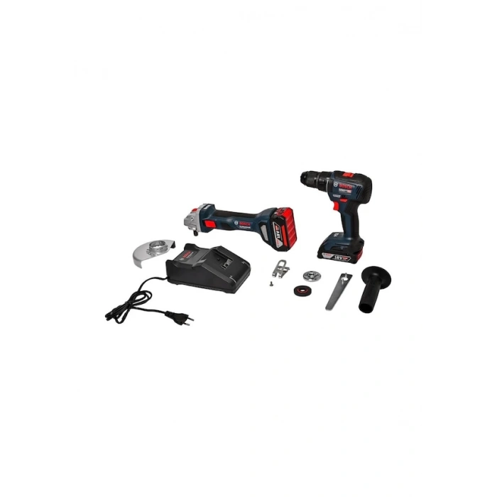Bosch GSB 18V-50 Darbeli Delme/Vidalama + GWS 180-LI Taşlama Makinesi - 0615990M8S