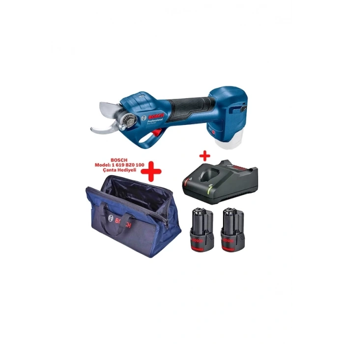 Bosch Pro Pruner 12 V 2 Ah Çift Akülü Dal Budama Makası + Bosch Taşıma Çantası