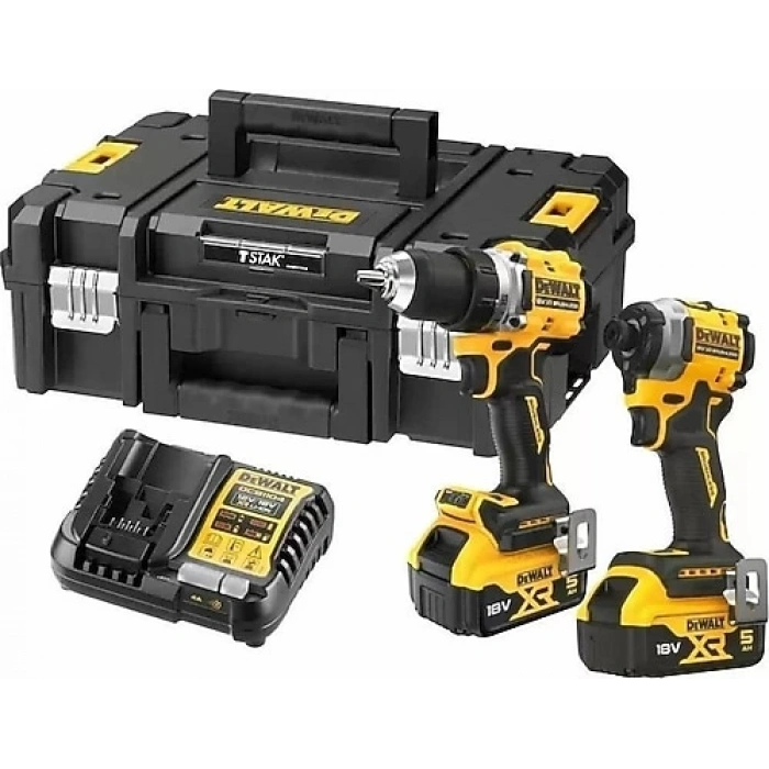 DEWALT XR 18V 4’lü Kömürsüz Set – DCD805, DCF850, DCG407, DCH133 2x4.0Ah + 2x5.0Ah XR Li-Ion Akü, 2 Şarj Cihazı, TSTAK Çantalı Profesyonel Set