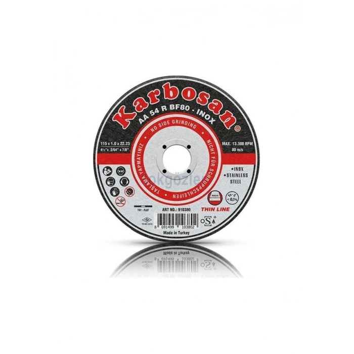 Karbosan 910380 Inox Paslanmaz Çelik İnce Kesme Diski 115x1.0x22.23 AA54RBF80