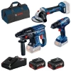Bosch GBH 180-Li + GSR 180-Li + GWS 180-Li + Raf Bag Takım Çantalı 2x4 Ah Akülü Elektrikli El Aletleri Seti