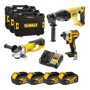 DeWalt DCH133NT + DCF887NT + DCG412NT Set | 4x4.0Ah Akü + Şarj Cihazı | Profesyonel Kırıcı Delici, Darbeli Tornavida, Taşlama Seti