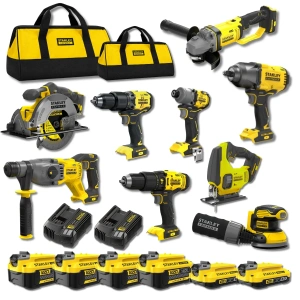 Stanley FatMax SFMCK962TH V20 9’lu Profesyonel Akülü Makine Seti – 6 Akü, 2 Hızlı Şarj Cihazı ve 2 Taşıma Çantalı