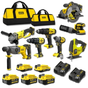 Stanley FatMax SFMCK852TH V20 18V 8’li Profesyonel Akülü Makine Seti – 5 Akü, 2 Hızlı Şarj Cihazı ve 2 Taşıma Çantalı