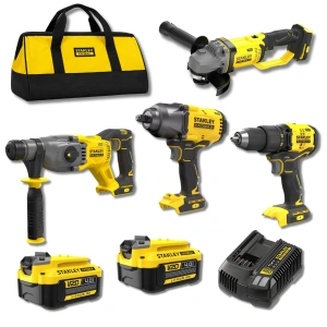 Stanley FatMax SFMCK421SDTH V20 4’lü Akülü Makine Seti – SFMCD710 Darbesiz Matkap, SFMCH900 Kırıcı Delici, SFMCF940 950 Nm Somun Sıkma ve SFMCG400 Avuç Taşlama – 2x4Ah Akülü ve Çantalı