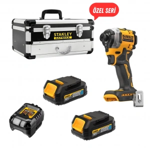 Dewalt DCF850E2T-QW 18V 1.7AH Li-ion Power Stack Kömürsüz Çift Akülü Darbeli Vidalama