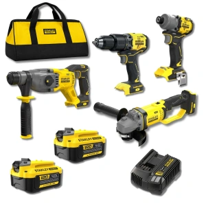 Stanley FatMax SFMCK421TH V20 4’lü Akülü Makine Seti – Darbeli Matkap, Kırıcı Delici, Darbeli Vidalama ve Avuç Taşlama – 2x4Ah Akü ve Çantalı