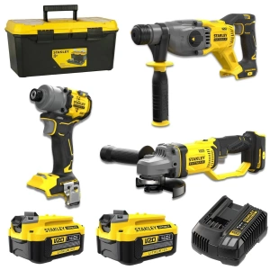 Stanley Fatmax V20 3’lü Set (Torklu Vidalama + Taşlama + Kırıcı Delici) 2x4.0Ah Akü & Şarj Cihazı