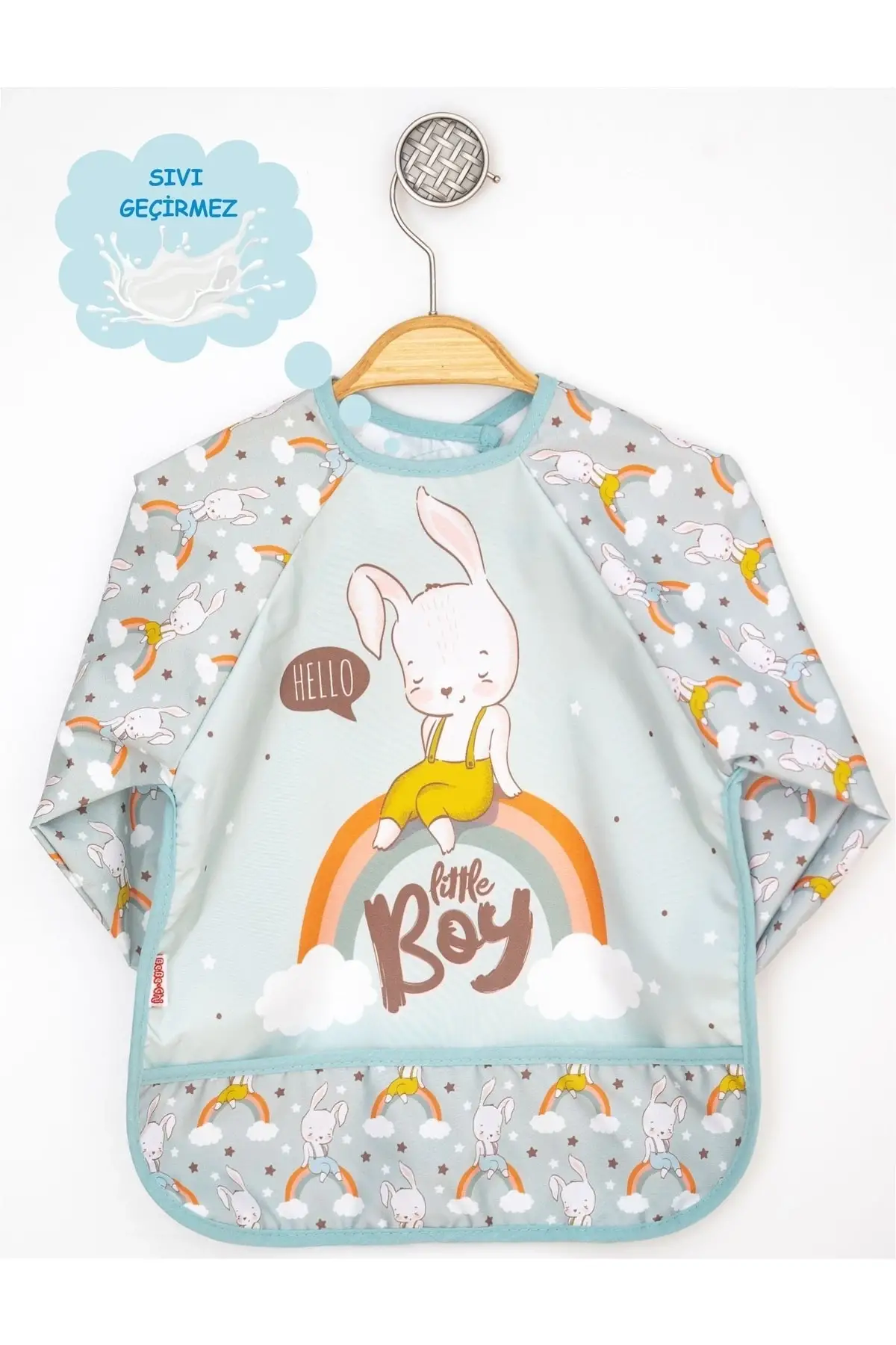 2 Adet Set Kombin Tavşan-fil 0-3 Yaş Sıvı Geçirmez Bebek Mama Önlüğü