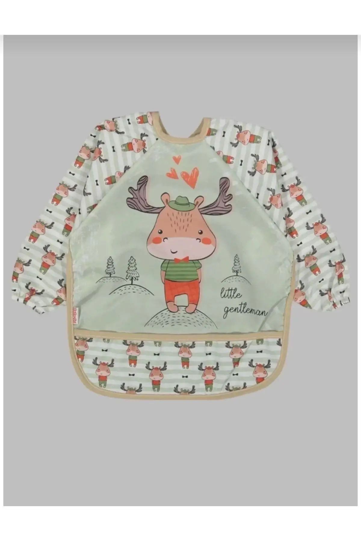 Giyilebilir Kollu Sıvı Geçirmez Mama ve Aktivite Önlüğü 6-24 Ay - Karaca-Geyik