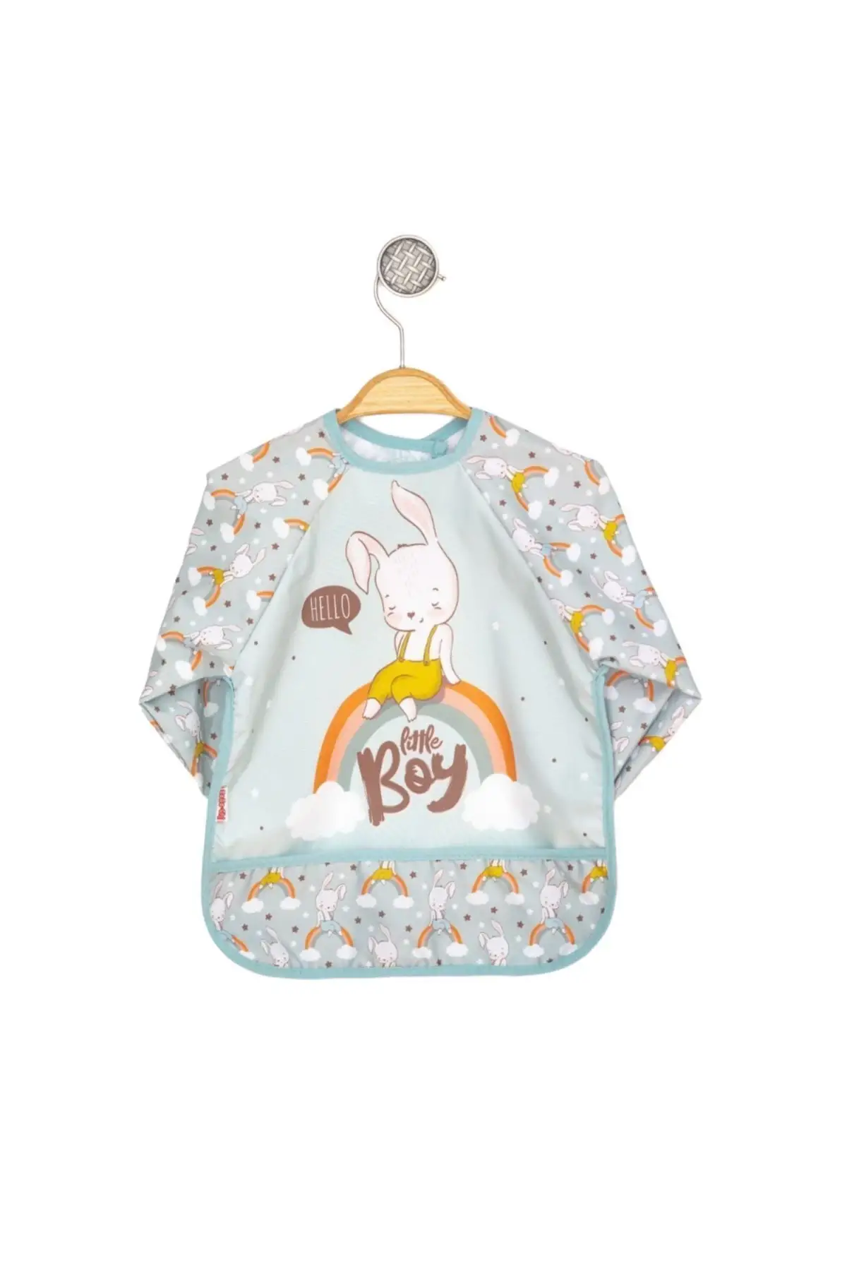 Giyilebilir Kollu Sıvı Geçirmez Mama ve Aktivite Önlüğü 6-24 Ay - Tavşan Karaca