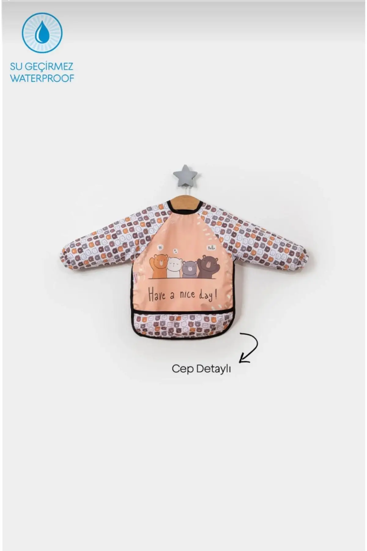 3lü Kombin Uzun Kollu Giyilebilir Sıvı Geçirmez Mama Önlüğü