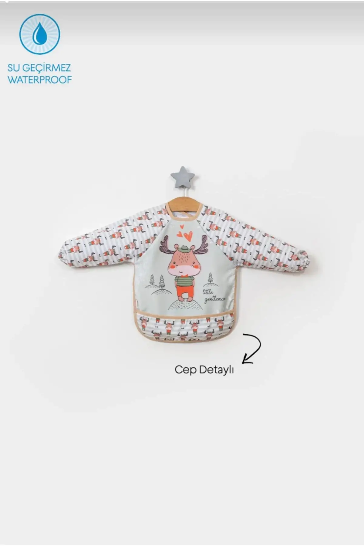 3lü Kombin Uzun Kollu Giyilebilir Sıvı Geçirmez Mama Önlüğü