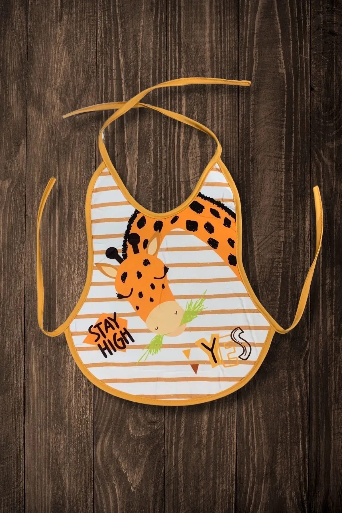 3Lü Set Baskılı Ekonomik Sıvı Geçirmez Armut Önlük Mama ve Aktivite Önlüğü(0-36 Ay)